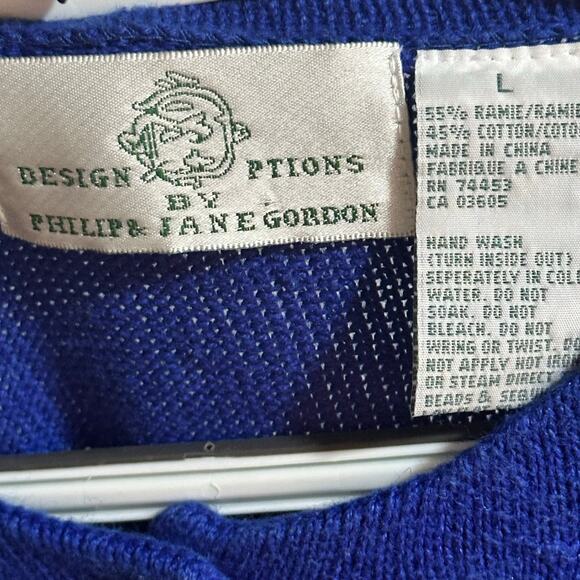 Design Options Philip Jane Gordon Cardigan Sweater Fall Flowers Birds Large - Picture 10 of 15